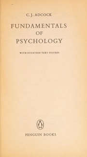 Front cover of Fundamentals of psychology by C. J. Adcock