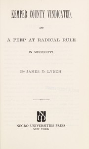 Cover of Kemper County vindicated by James D. Lynch