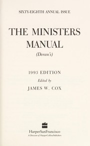 Front cover of The Ministers manual (Doran's) by James W. Cox