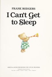 Front cover of I can't get to sleep by Rodgers, Frank