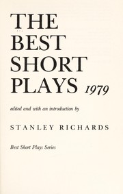 Cover of Best Short Plays, 1979 by Stanley Richards