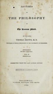 Front cover of Lectures on the philosophy of the human mind by Brown, Thomas
