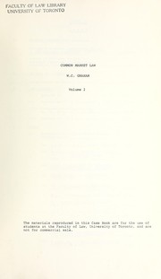 Cover of Common market law by William C. Graham