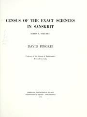 Front cover of Census of the exact sciences in Sanskrit by David Edwin Pingree