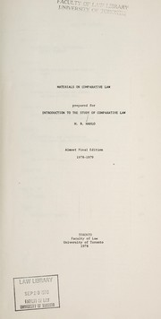 Cover of Materials on comparative law by H. R. Hahlo