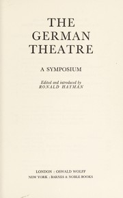 Front cover of The German theatre by Ronald Hayman