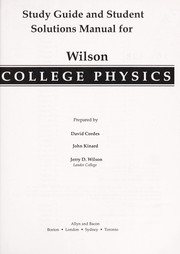 Cover of Study guide and student solutions manual for Wilson college physics by David Cordes
