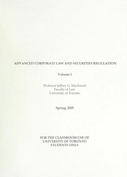 Cover of Advanced corporate law and securities regulation by Jeffrey G. MacIntosh