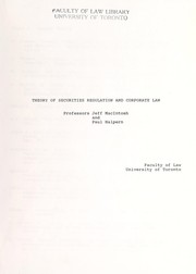 Cover of Theory of securities regulation and corporate law by Jeffrey G. MacIntosh
