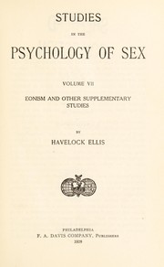 Front cover of Studies in the Psychology of Sex, Vol. VII by Havelock Ellis