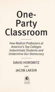 Cover of One party classroom by David Horowitz