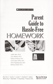 Front cover of Parent guide to hassle-free homework by Stein, Judith/ Meltzer, Lynn/ Krishnan, Kalyani/ Pollica, Laura Sales/ Papadopoulos, Irene