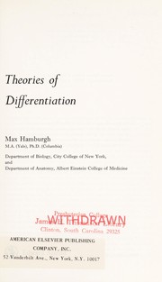 Front cover of Theories of differentiation by Max Hamburgh