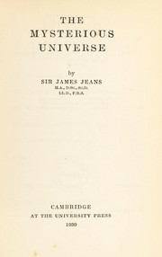 Front cover of The mysterious universe by James Jeans