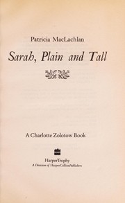 Front cover of Sarah, plain and tall by Patricia MacLachlan