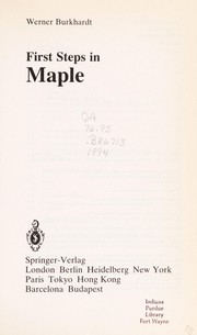 Cover of First steps in Maple by Burkhardt, Werner