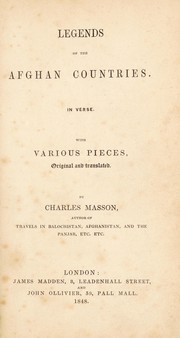 Front cover of Legends of the Afghan countries, in verse by Masson, Charles