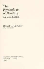 Front cover of The psychology of reading by Robert G. Crowder