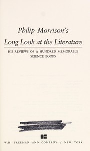 Front cover of Philip Morrison's long look at the literature by Philip Morrison
