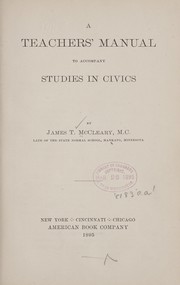 Front cover of A teachers' manual to accompany Studies in civics by J. T. McCleary