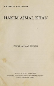 Front cover of Hakim Ajmal Khan by Zafar Ahmad Nizami