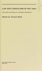 Front cover of Law and liberalism in the 1980's by Vincent Blasi