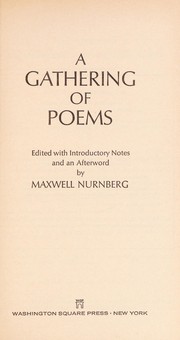 Front cover of Gatherng of Poem by Maxwell W. Nurnberg