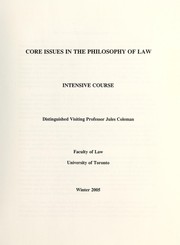 Front cover of Core issues in the philosophy of law by Jules Coleman
