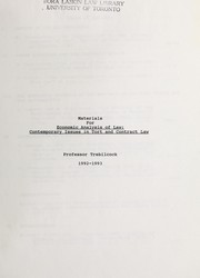 Cover of Materials for economic analysis of law by Michael J. Trebilcock