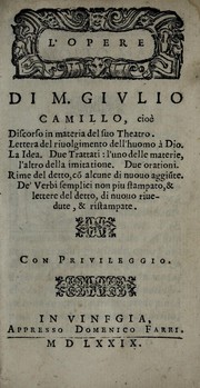 Front cover of L'opere di m. Givlio Camillo ... by Giulio Camillo