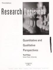 Cover of Research decisions by T. S. Palys