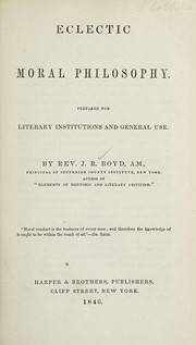 Cover of Eclectic moral philosophy by James R. Boyd