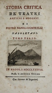 Cover of Storia critica de' teatri antichi e moderni by Pietro Napoli Signorelli