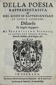 Front cover of Della poesia rappresentativa & del modo di rappresentare le favole sceniche by Angelo Ingegneri