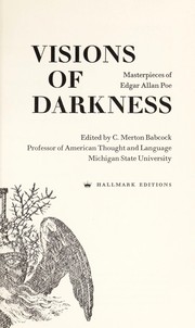 Front cover of Visions of Darkness (Cask of Amontillado / Masque of the Red Death / Oval Portrait / Raven / Tell-Tale Heart / To Helen) by Edgar Allan Poe
