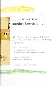 Front cover of I Never Saw Another Butterfly by H. Volavkova