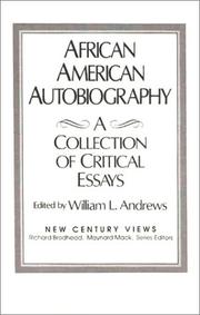 Cover of African American autobiography by William L. Andrews