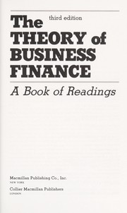 Cover of The Theory of business finance by Stephen H. Archer