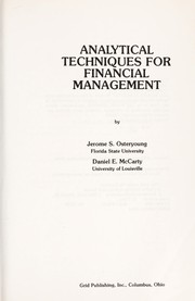 Front cover of Analytical techniques for financial management by Jerome S. Osteryoung