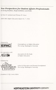Front cover of New perspectives for student affairs professionals by Peter H Garland