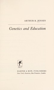 Cover of Genetics and education by Arthur Robert Jensen