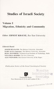 Front cover of Migration, Ethnicity, and Community (Publication Series of the Israel Sociological Society) by Krausz, Ernest.