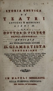 Cover of Storia critica de' teatri antichi et moderni by Pietro Napoli Signorelli