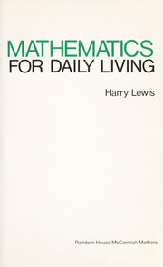 Front cover of MATHEMATICS FOR DAILY LIVING (TEACHER'S ANNOTATED EDITION) by LEWIS