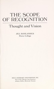 Cover of The scope of recognition by Jill Bohlander