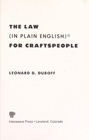 Front cover of The law (in plain English) for craftspeople by Leonard D. DuBoff