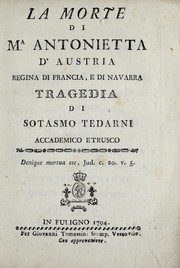 Front cover of La morte di M.a Antonietta d'Austria, regina di Francia e di Navarra by Tommaso da Terni