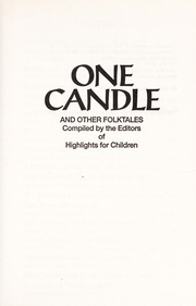 Front cover of One candle by Compiled By the Editors of Highlights for Children