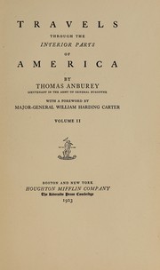 Front cover of Travels through the interior parts of America by Thomas Anburey