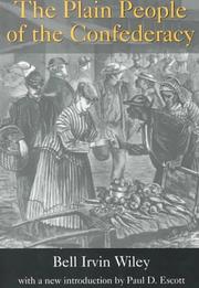 Front cover of The plain people of the Confederacy by Bell Irvin Wiley